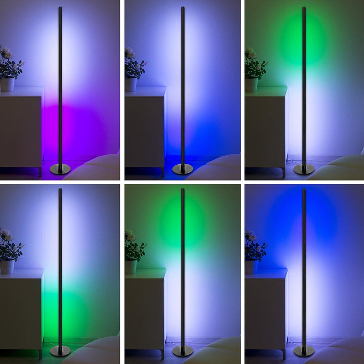 Luminea Home Control Stableuchte: WLAN-Steh-/Eck-Leuchte, RGB-IC-LEDs, 12W, dimmbar, App, 155cm, sch