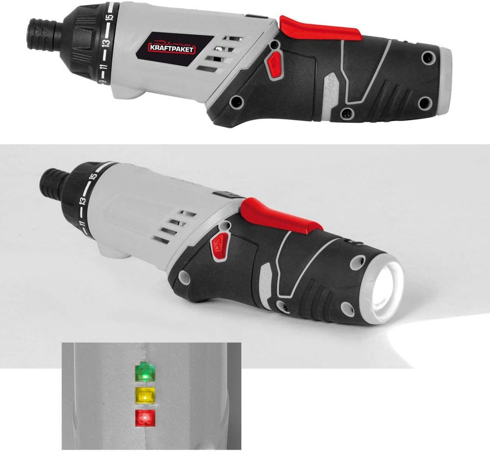 Dino KRAFTPAKET Mini-Akkuschrauber-Set Multiplex 3.6V 5Nm 41-TLG Komplett-Set mit Bohrfutter für als
