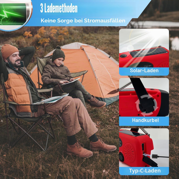 Notfall-Wetterradio AM/FM/NOAA mit 2000 mAh Red, Red