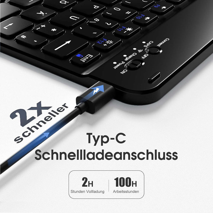 Vobafe Hülle mit Tastatur für iPad A16 11/10 Generation (2025/2022, 10,9/11 Zoll), Magnetisch Abnehm