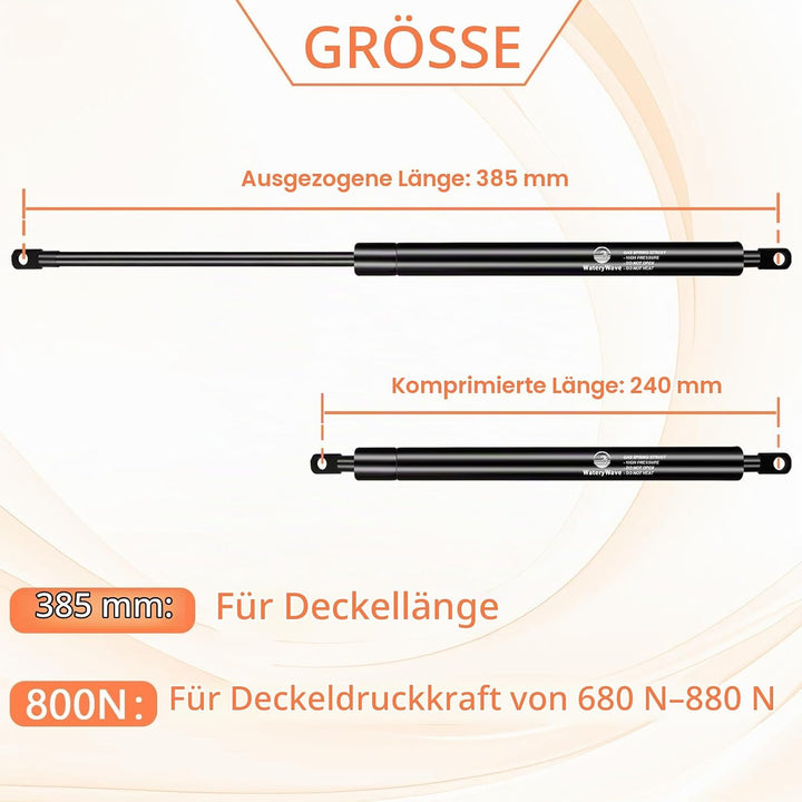 385MM 800N Gasdruckdämpfer mit 8mm Ösenköpfen Gasdruckfeder Hydraulische Kofferraum-gasfeder für Ott