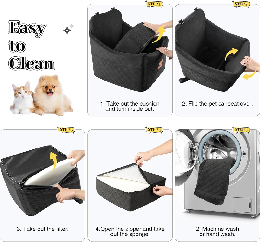 Hunde Autositz für kleine bis mittlere Hunde, Memory Foam erhöhte Kissen Hundeautositz,abnehmbar und