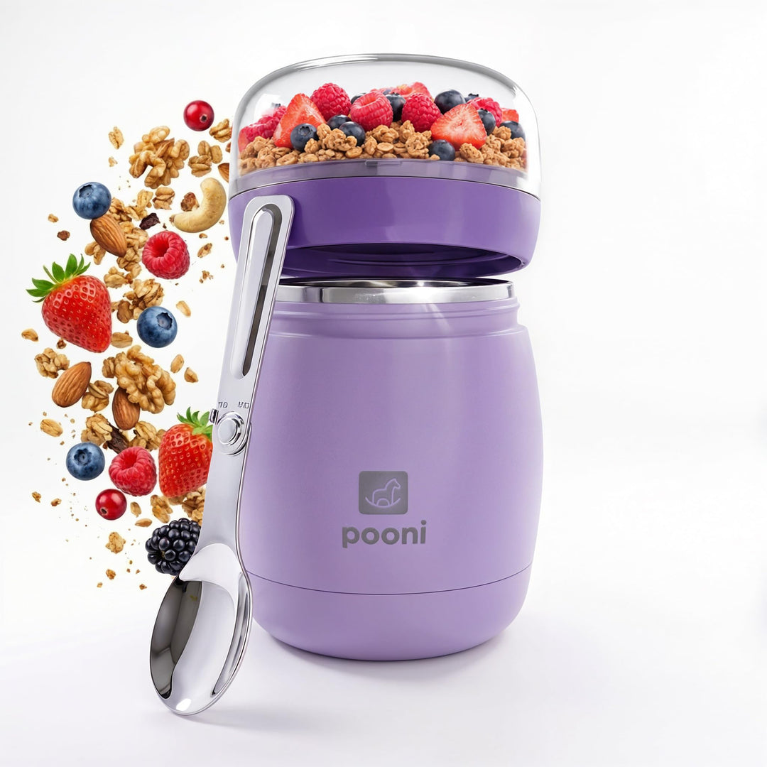Müslibecher, auslaufsicherer Joghurtbecher to go mit Löffel, für Müsli, Joghurt, Frühstücksbecher au