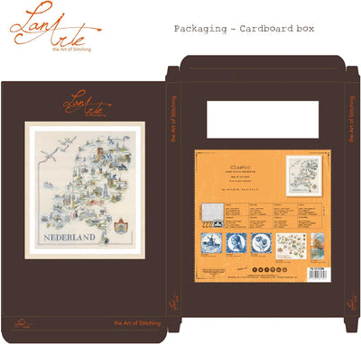 Lanarte PN-0175289 Kreuzstichset Landkarte der Niederlande, Zählmuster Zählmusterpackung, Baumwolle,