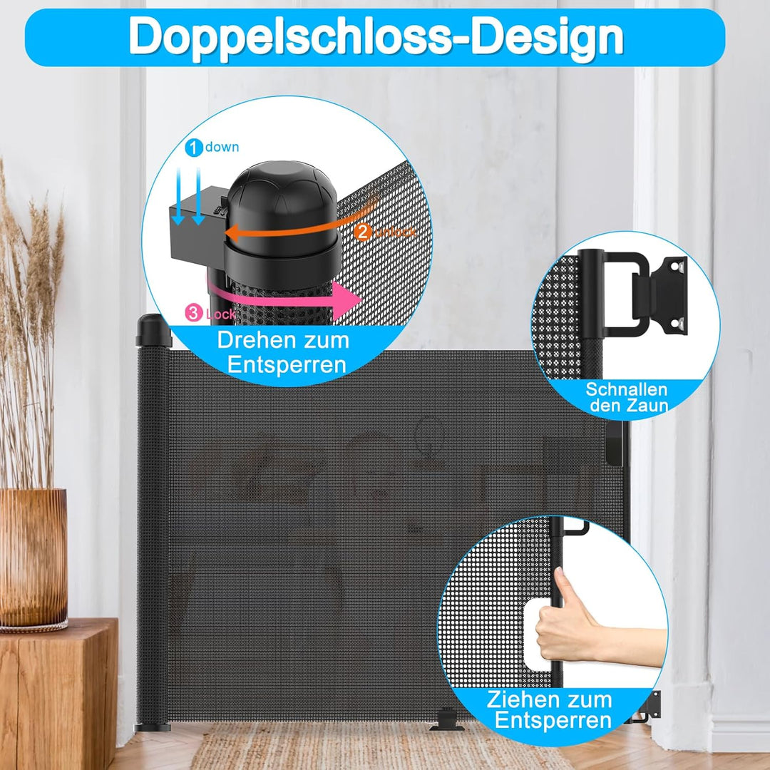 Türschutzgitter Treppenschutzgitter Ausziehbar 0-150cm für Kinder Hunde Baby Absperrgitter Schutzgit