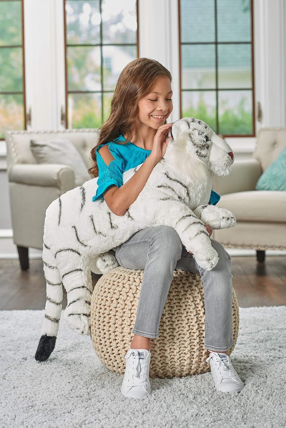 Wild Republic 19548 Jumbo Plüsch Weisser Tiger, grosses Kuscheltier, Plüschtier, Cuddlekins, 76 cm,