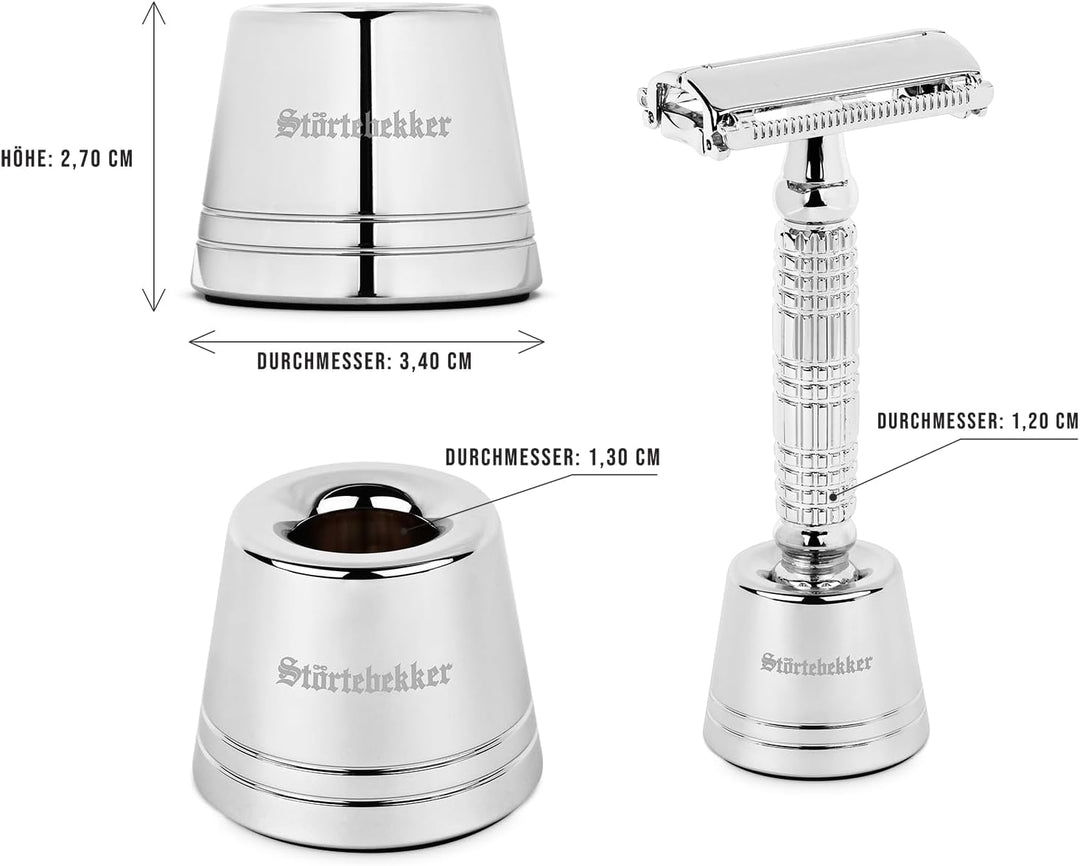Störtebekker® Premium Rasierständer 'Hamburg' aus Edelstahl in Silber - geeignet für (Störtebekker®)