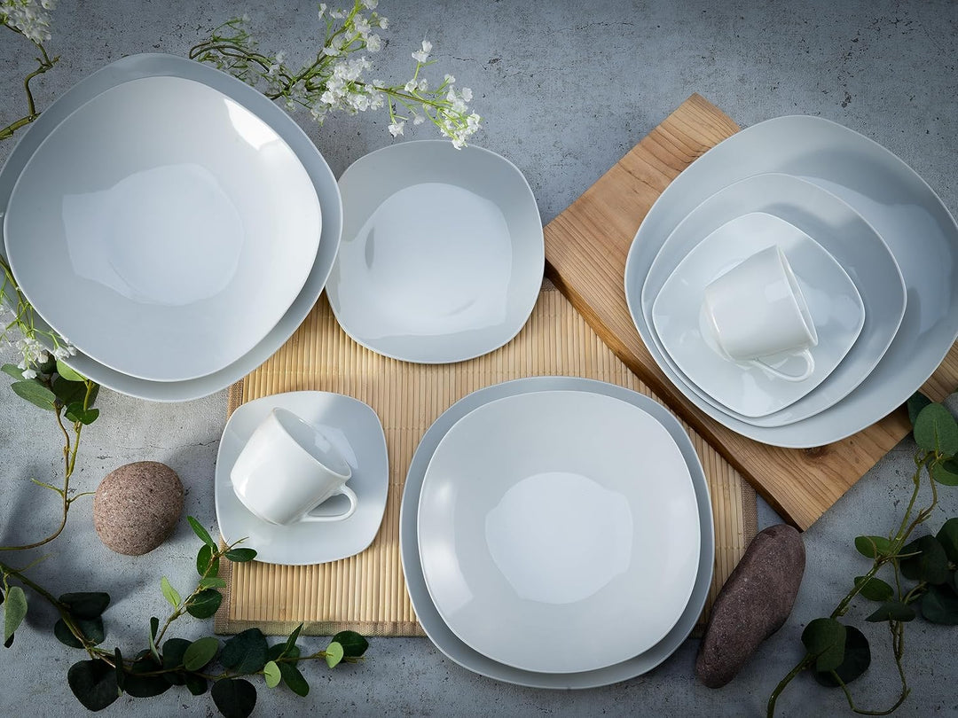 CreaTable 18028, Serie Square weiss, Geschirrset Kombiservice 30 teilig