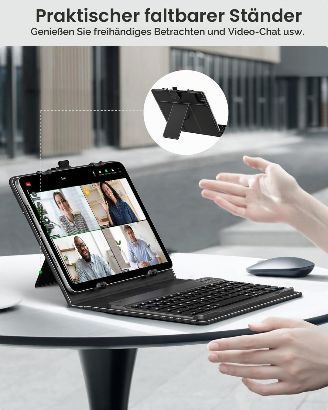MoKo Universal Tablet Hülle mit Tastatur für 9-11 Tablets, Tablets, mit Abnehmbarer kabelloser Bluet
