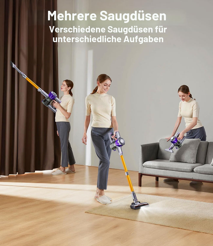 Akku Staubsauger, 40000Pa/450W Staubsauger Kabellos mit Smart Display Bis zu 50 Minuten Laufzeit Cor