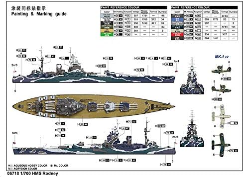 Trumpeter 006718 HMS Rodney Plastikmodellbausatz, Farbig
