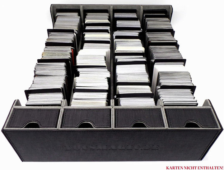 docsmagic.de Premium 4-Row Trading Card Storage Box Black + Trays &amp; Divider - MTG PKM YGO - Sammelka