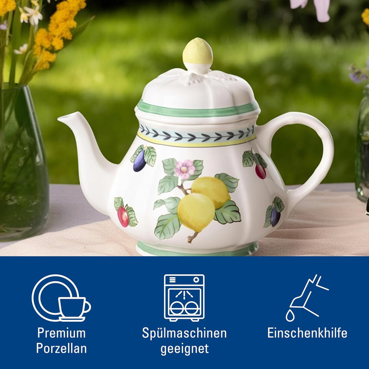 Villeroy & Boch Teekanne, Porzellan, White, 1022810460, Weiss/Mehrfarbig 34 oz Garden Fleurence, 34