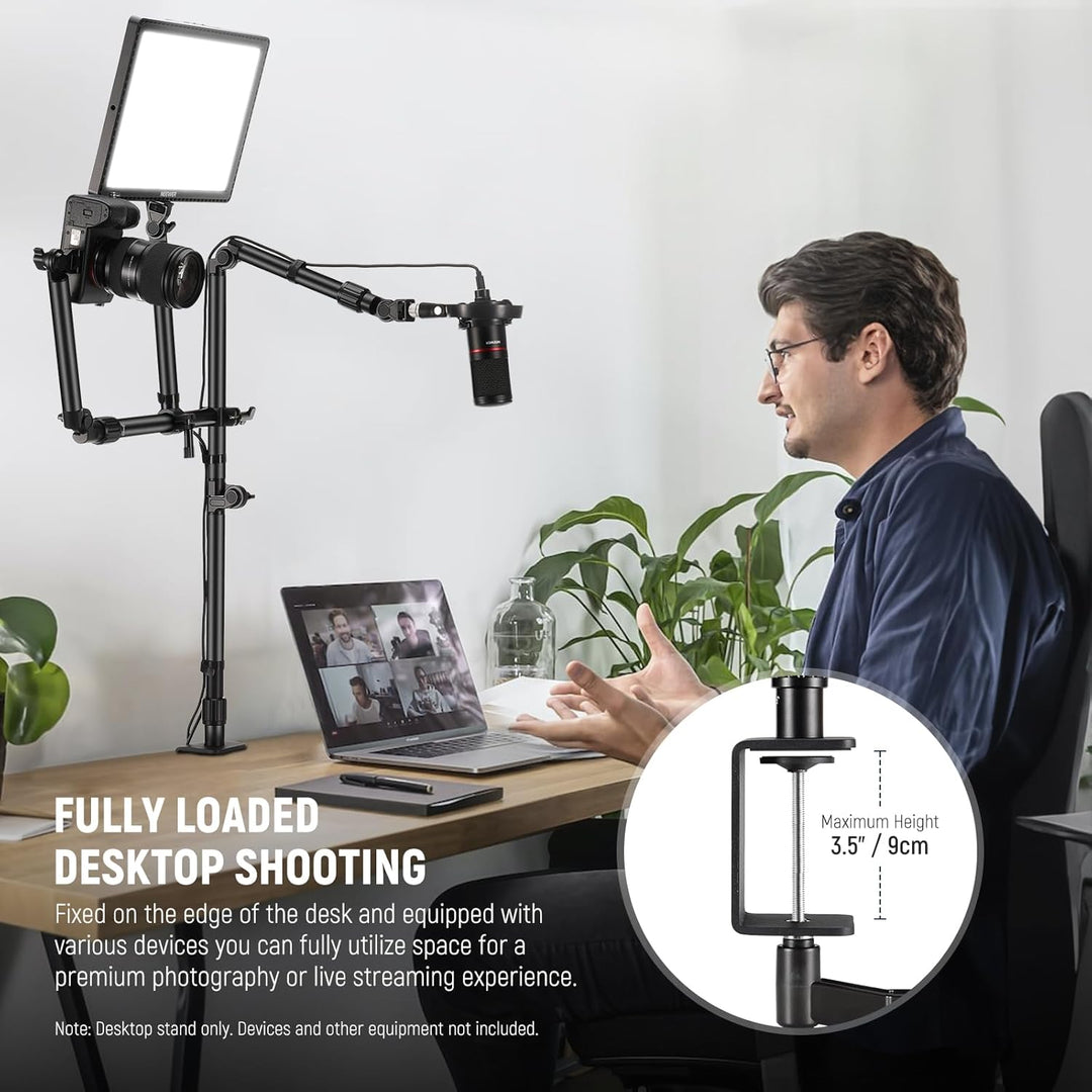 NEEWER Kamera Tischmontage Rig Ständer mit 2 Auslegerarmen für Fotogeräte: Videolicht Ringlicht, Tel