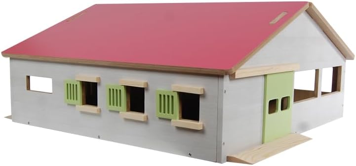 Kids Globe Pferdestall (mit 3 Boxen und Reitplatz, Länge: 62 cm, Breite: 56 cm, Höhe: 26 cm, Dach be