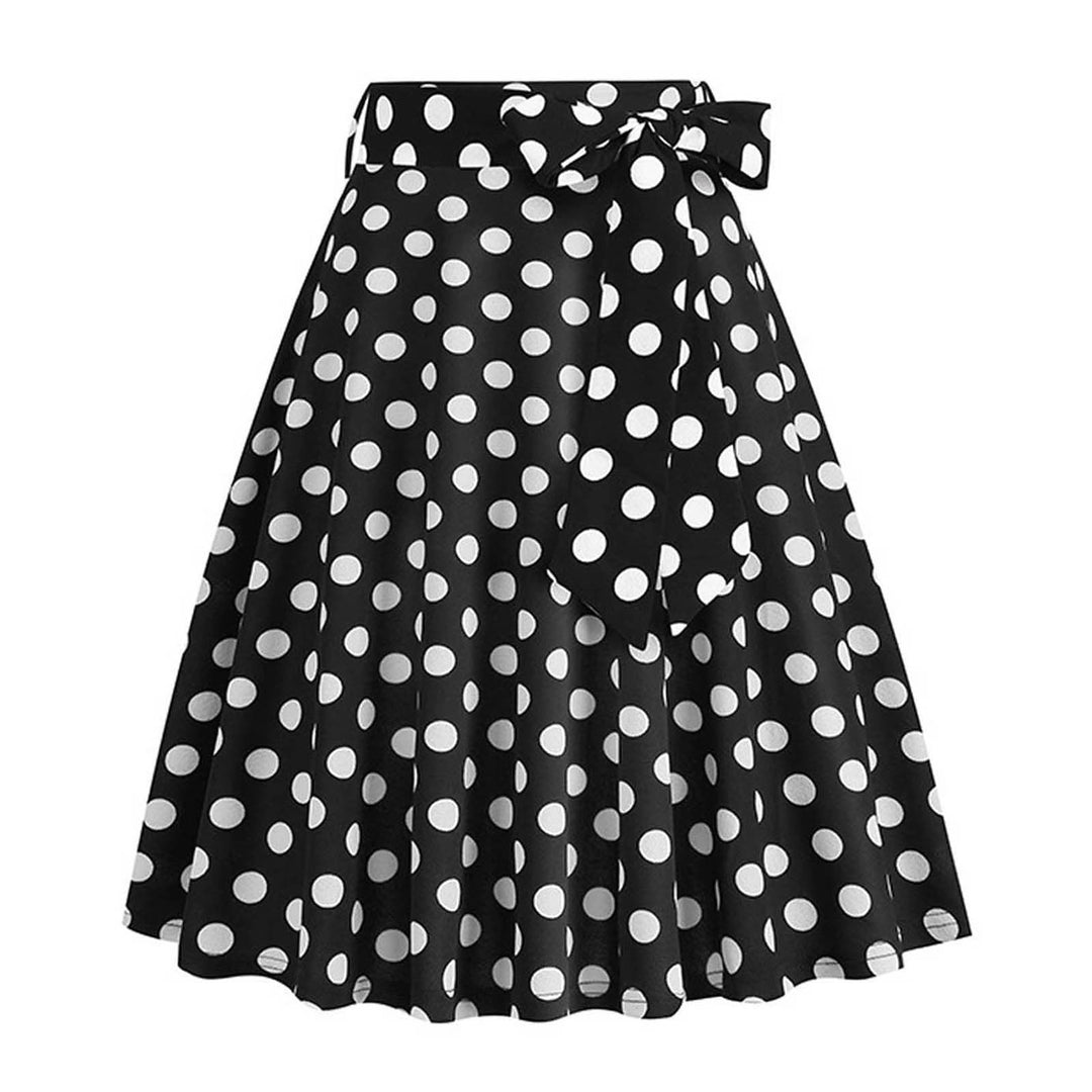 Dunkelblau Damen im französischen Retro-Stil, lässig, modisch, gepunktet, mit Gürtel Dalmatiner Kost