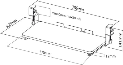 Maclean MC-839 Tastaturauszug Tastaturhalterung Halterung unter Schreibtisch Zulage Unterbau Tastatu