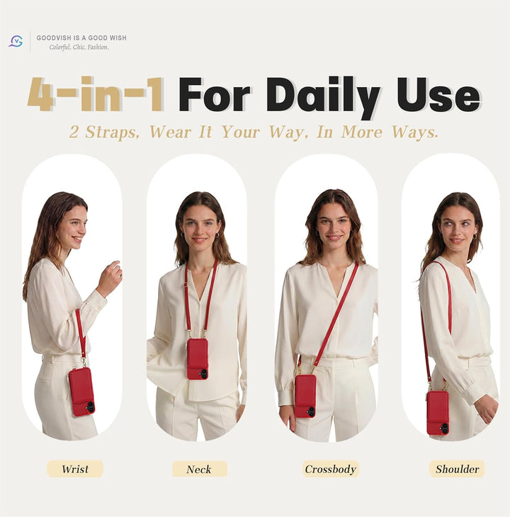 GOODVISH Handykette für iPhone 17 Hülle mit Band, Handytasche mit Kartenfach und Portemonnaie, Handy