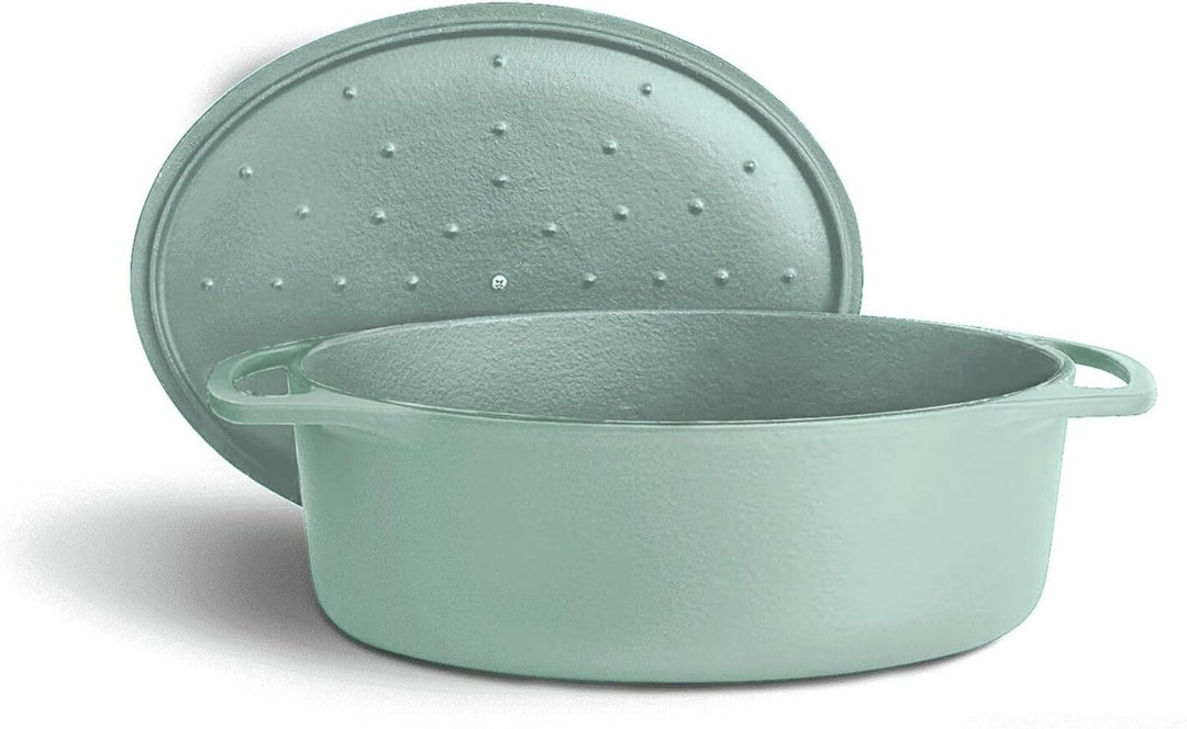 SPRINGLANE Cocotte mit Deckel, Mint, oval, 33 cm, 6,5 L, Gusseisen Bräter, Schmortopf Induktion Brät