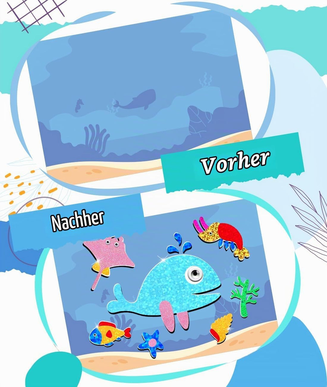 ZMLM Bunte Folie Kinderspielzeug - Ocean World &amp; Animals Spielzeugset - Kunst &amp; Bastelbedarf für 4+