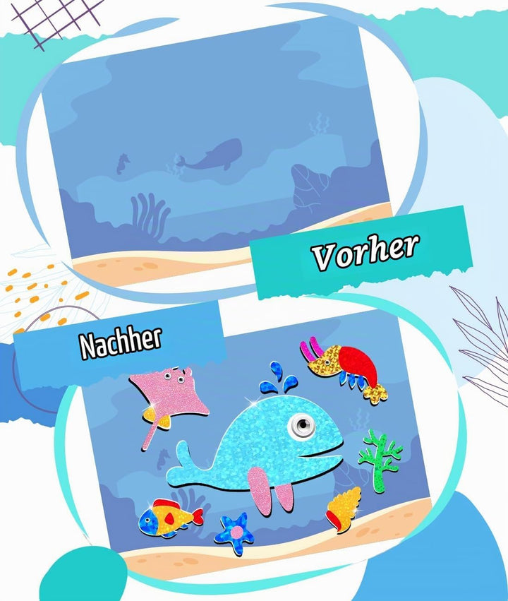 ZMLM Bunte Folie Kinderspielzeug - Ocean World &amp; Animals Spielzeugset - Kunst &amp; Bastelbedarf für 4+