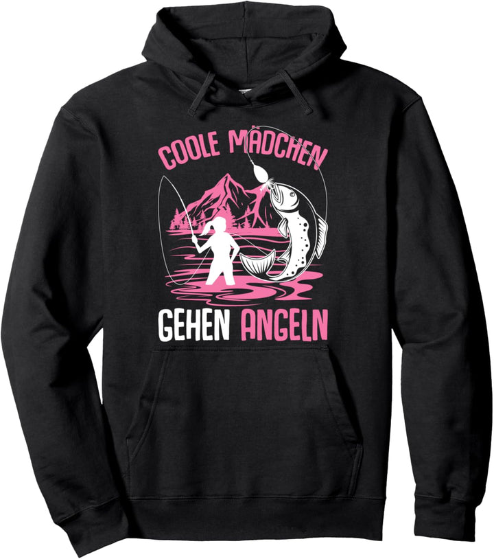 Coole Mädchen gehen Angeln Angler Fischer Kinder Angel Pullover Hoodie