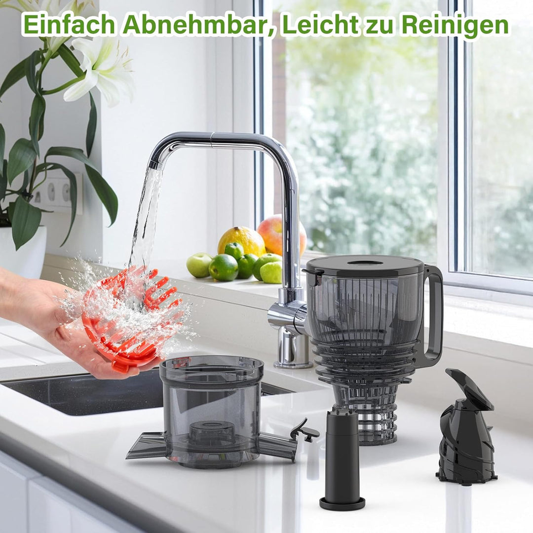 OMMO Entsafter Slow Juicer, 300W Entsafter Gemüse und Obst Testsieger Schwarz, Schwarz