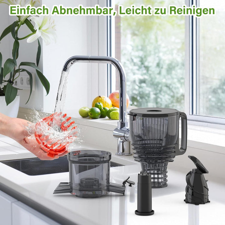 OMMO Entsafter Slow Juicer, 300W Entsafter Gemüse und Obst Testsieger Schwarz, Schwarz