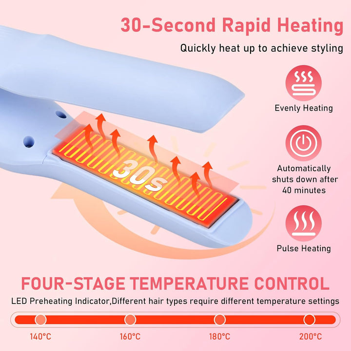 Glätteisen Kabellos 2 in 1 Glätten & Locken, USB Haarglätter mit 4000mAh Akku, 4 Temperaturstufen (1