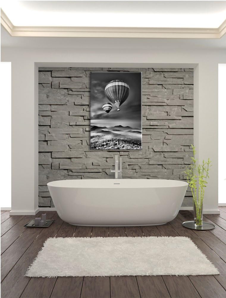 Pixxprint Heiss Luftballons Alpen / 100x70cm Leinwandbild bespannt auf Holzrahmen/Wandbild Kunstdruc