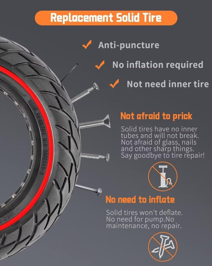 Amitor 10 x 2,125 Ersatzreifen Solid Reifen, 10 zoll Reifen e Scooter für Segway Ninebot F Series (F