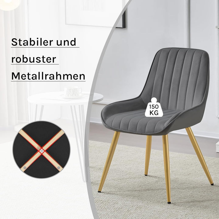 Lestarain 2 Stücke Esszimmerstuhl, Retro Küchenstuhl Wohnzimmerstuhl Sitzfläche Aus Samt Retrostuhl