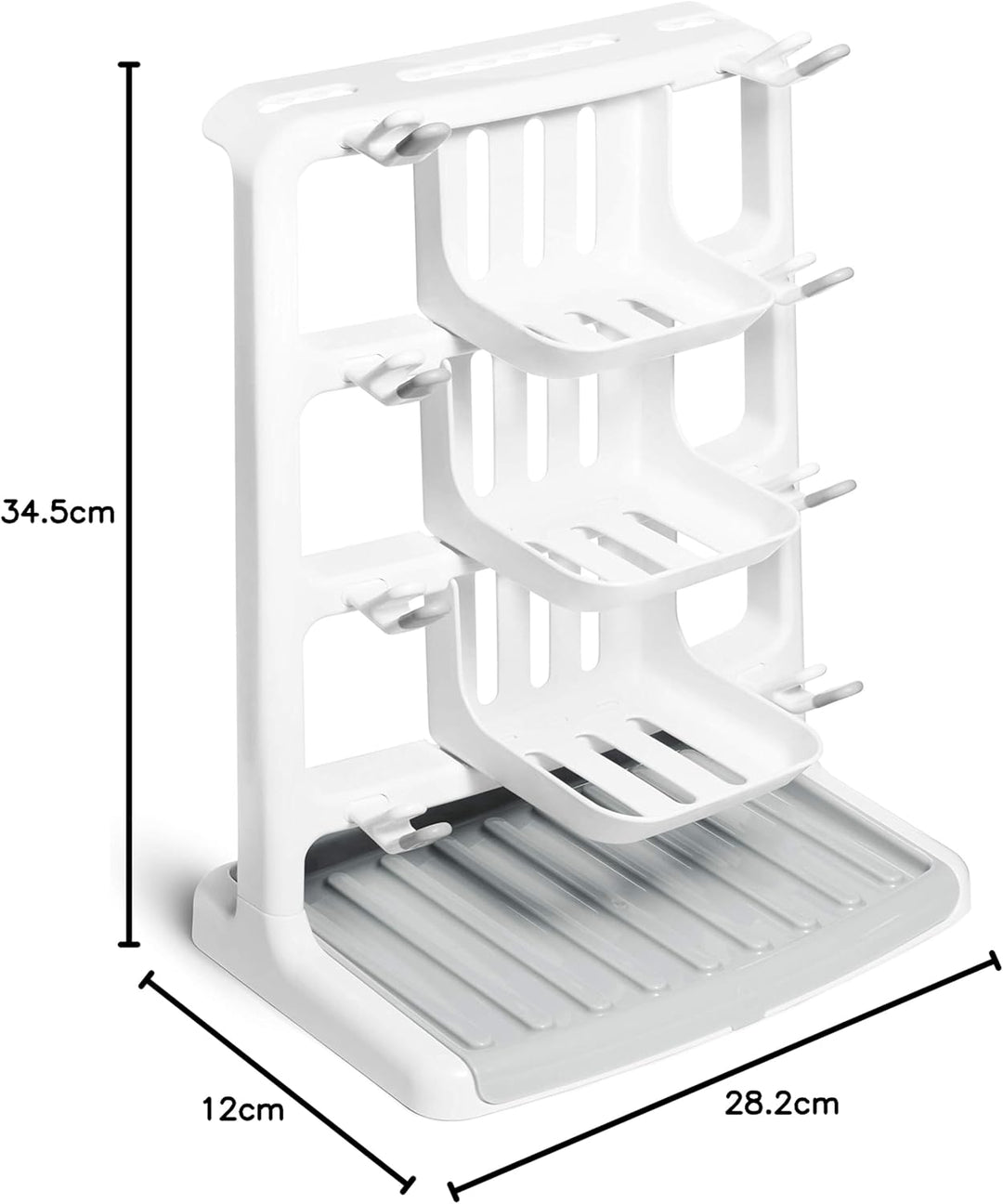 Munchkin Tidy Dry Space Saving Baby Bottle Drying Rack, White, 1 Count (Pack of 1) Tidy Drying Rack,