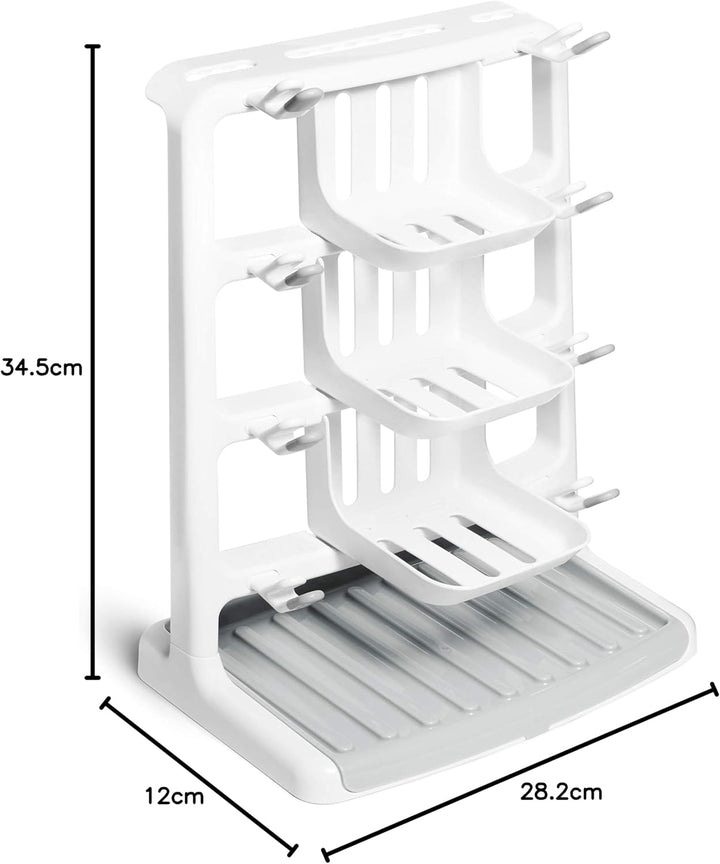 Munchkin Tidy Dry Space Saving Baby Bottle Drying Rack, White, 1 Count (Pack of 1) Tidy Drying Rack,