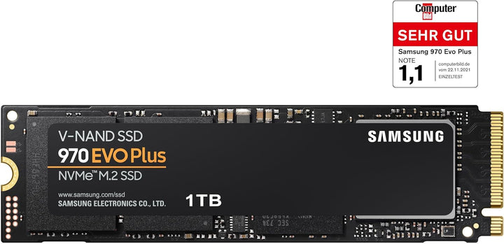Samsung 970 EVO Plus NVMe M.2 SSD, 1 TB, PCIe 3.0, 3.500 MB/s Lesen, 3.200 MB/s Schreiben, Interne S