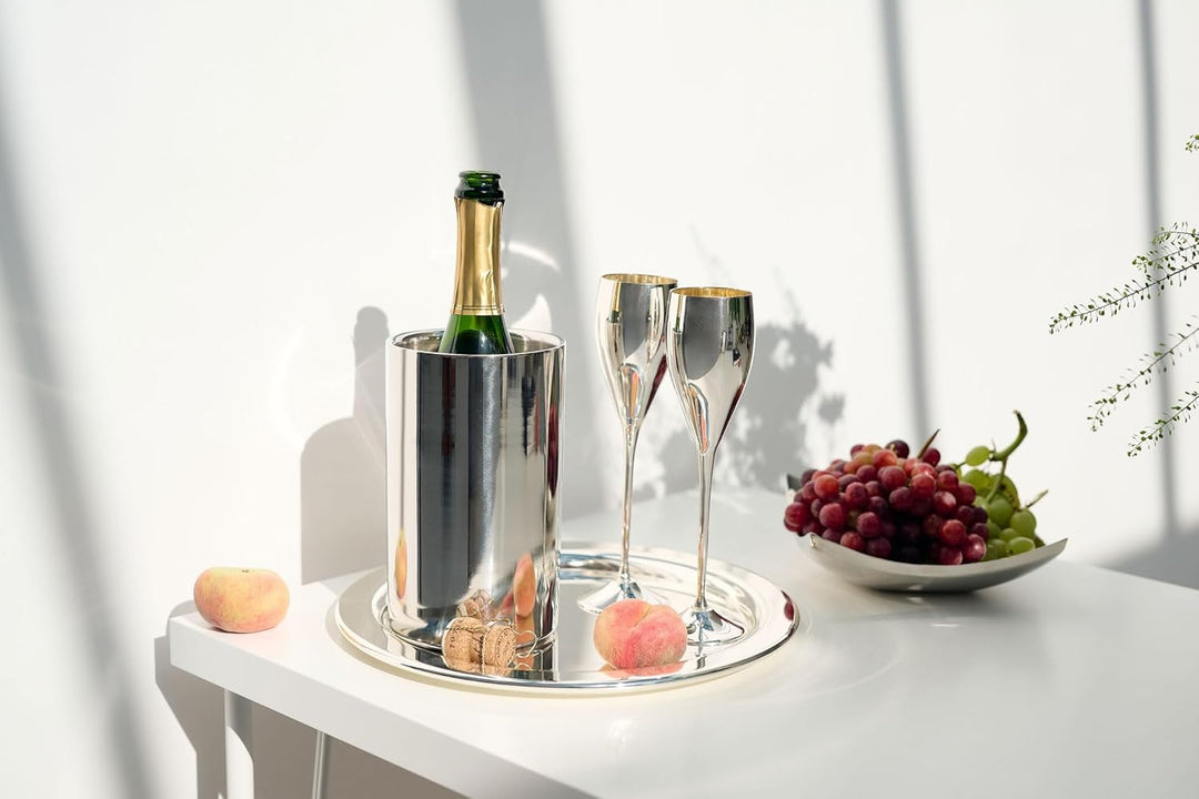 EDZARD Flaschenkühler Nebraska, Höhe 20 cm, Durchmesser 12 cm, für 1 Flasche, doppelwandig, Edelstah