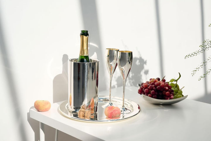 EDZARD Flaschenkühler Nebraska, Höhe 20 cm, Durchmesser 12 cm, für 1 Flasche, doppelwandig, Edelstah