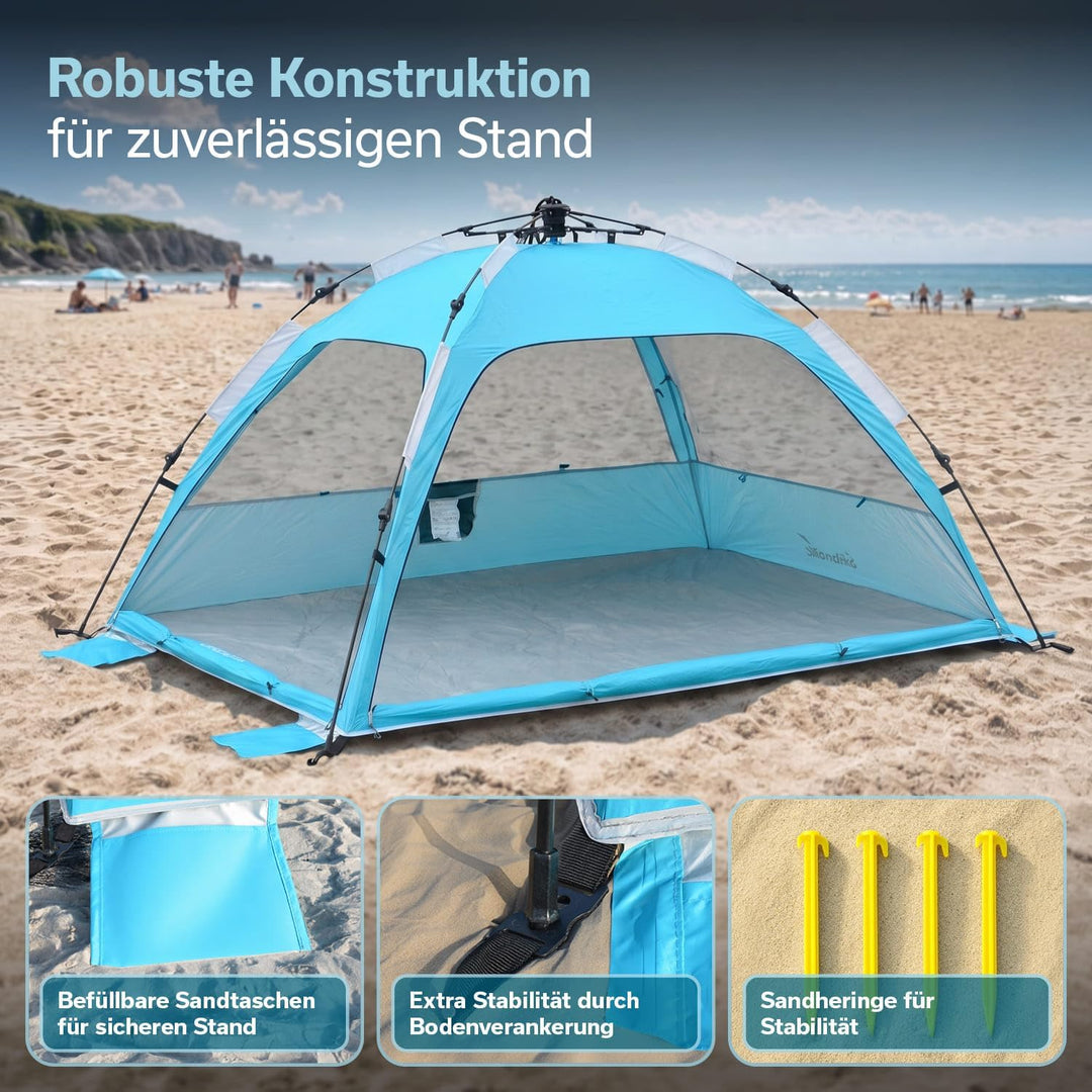 Skandika Strandmuschel Skugga Quick-Start | Strandzelt, UV-Schutz 80+, rundum verschliessbar, Windsc