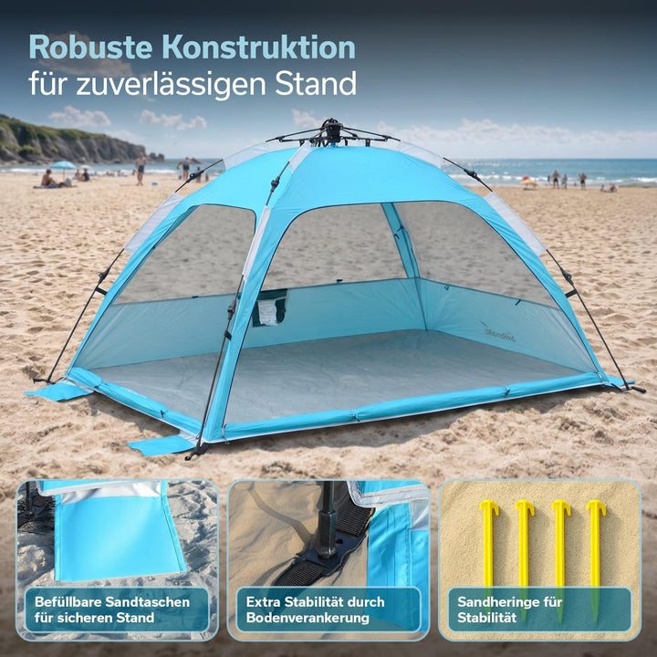 Skandika Strandmuschel Skugga Quick-Start | Strandzelt, UV-Schutz 80+, rundum verschliessbar, Windsc