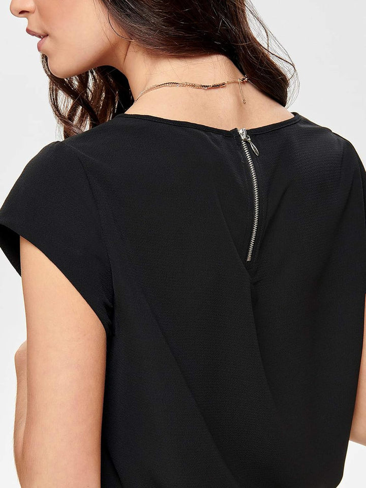 ONLY Damen Onlvic S/S Solid AOP Top Ptm T-Shirt, Blusenshirt, Kurzarm 34 2er Pack (Pack B: Black/Pum