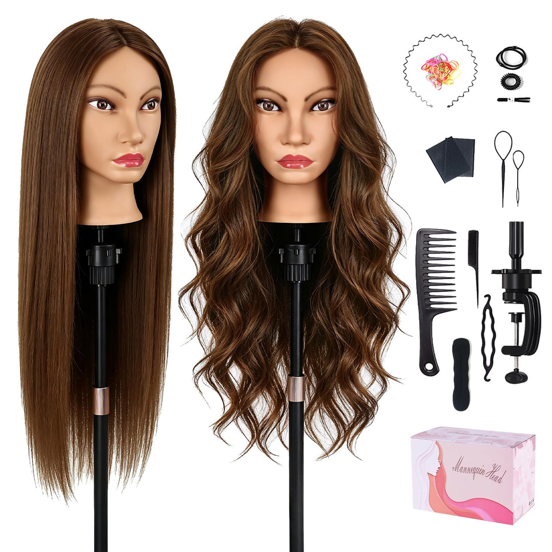 Frisierkopf 80% Echthaar Friseurkopf, TopDirect Übungskopf 26 Zoll 66cm Echthaar Kopf, Frisieren Tra
