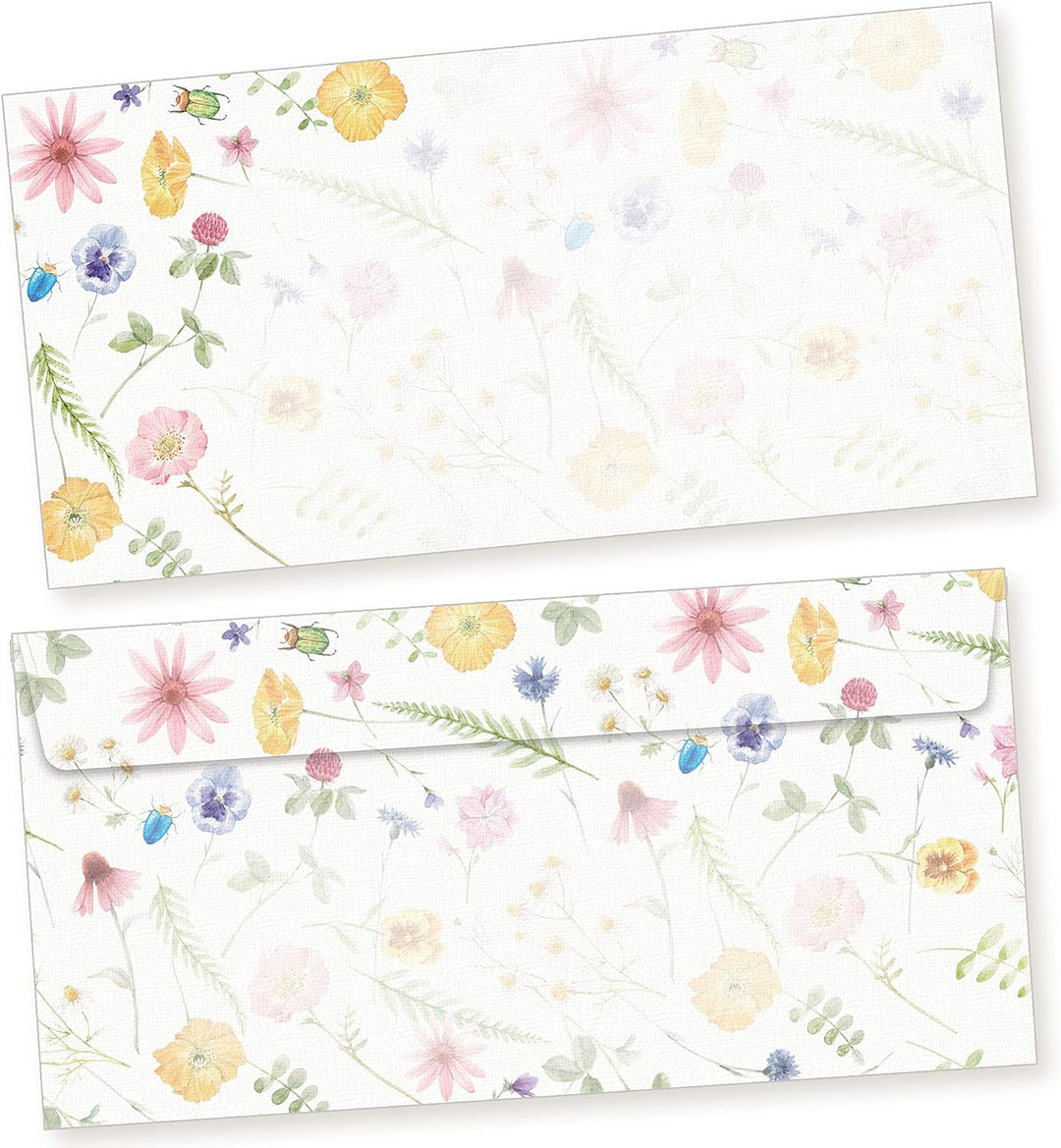 Flora Bianca Briefpapier mit Umschlag Set Vintage Blumen 100 Sets Papier DIN A4 beidseitig floral Na