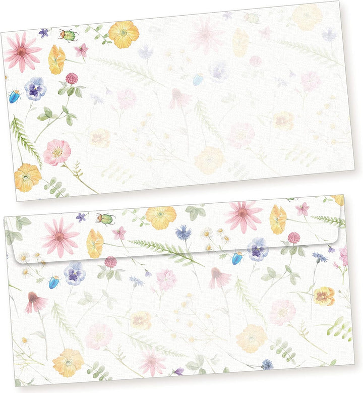 Flora Bianca Briefpapier mit Umschlag Set Vintage Blumen 100 Sets Papier DIN A4 beidseitig floral Na