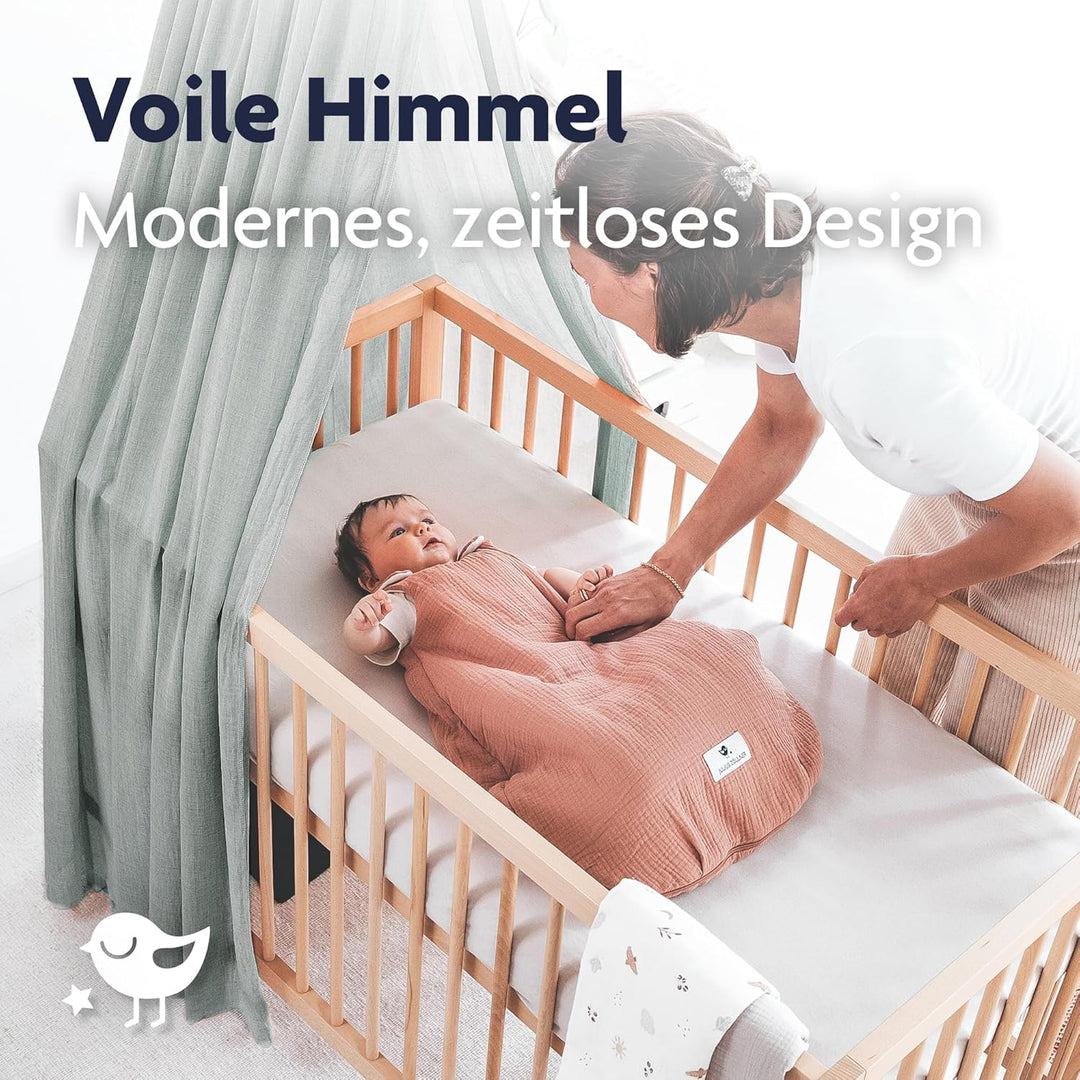 Julius Zöllner Betthimmel aus Voile – für Babybett &amp; Kinderbett – Kinderzimmer Deko – Salbei, Salbei