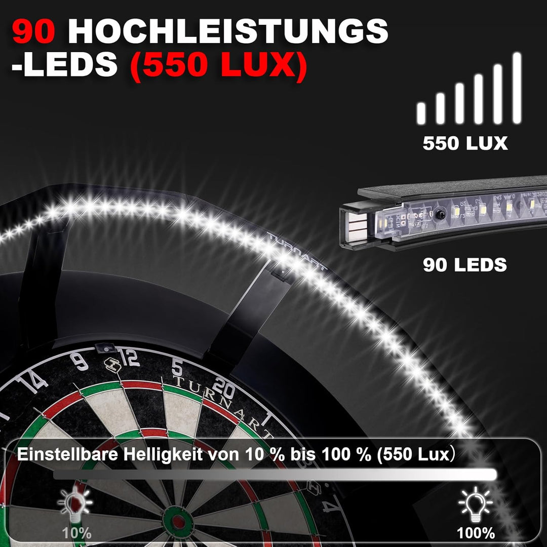 Turnart Dartscheibe Beleuchtung Dartscheibe Dart Light,360°Pro Dart Beleuchtung Helligkeitsregelung