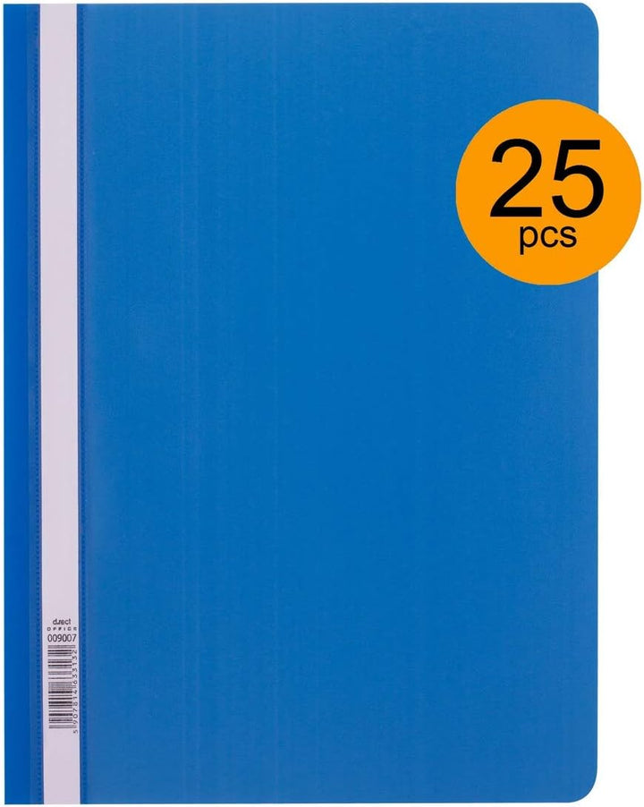 D.RECT 25 Stück | Schnellhefter A4 aus Kunststoff mit transparentem Vorderdeckel | Plastik-Schnellhe