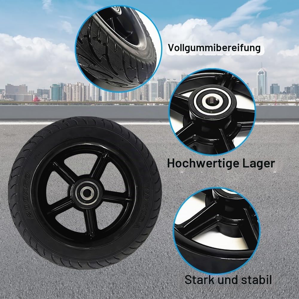 Golgner 8 Zoll E Scooter Reifen, Elektroroller Vollgummireifen 200x50, Nicht Pneumatischer Reifen, S