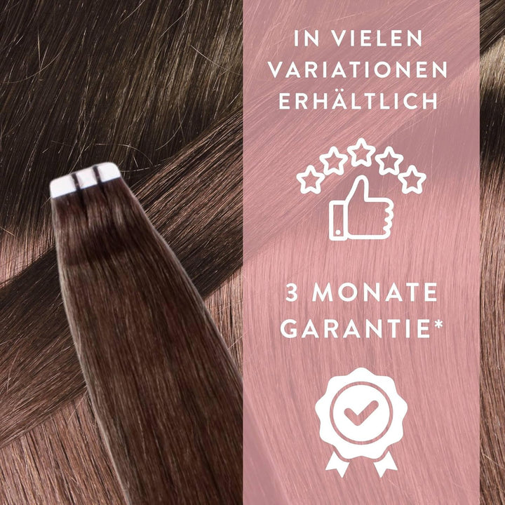 hair2heart Invisible Tape Extensions Echthaar Premium - 10 Tapes 60cm 4/77 mittelbraun braun-intensi