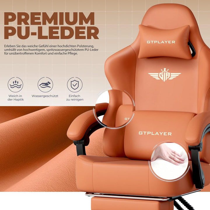 GTPLAYER Gaming Stuhl, Atmungsaktiver Bürostuhl,bürostuhl ergonomisch, Hochwertiger - Kunstleder,Erg