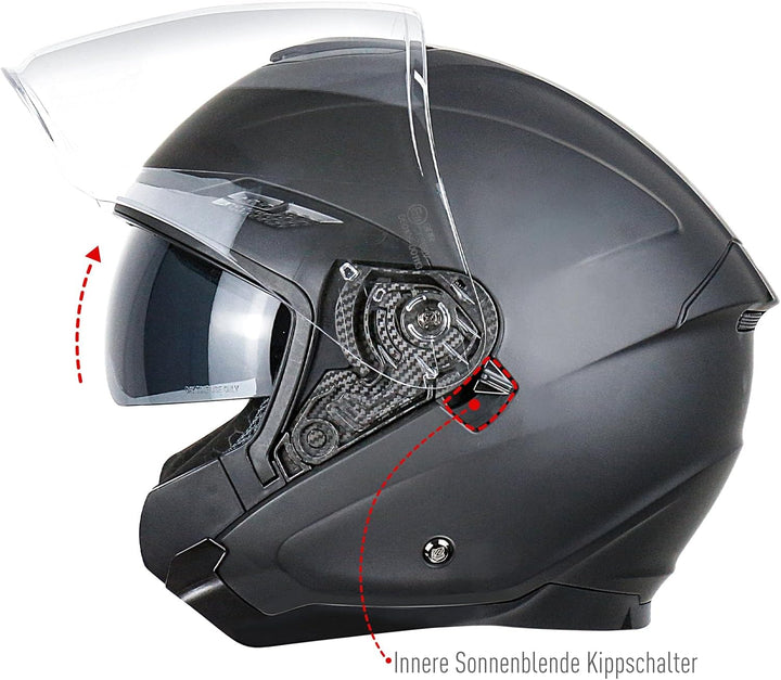 NENKI Jethelme Halbhelme Rollerhelm Sturzhelm Chopper Helm,Motorradhelm ECE 22.06 mit Doppelvisier S